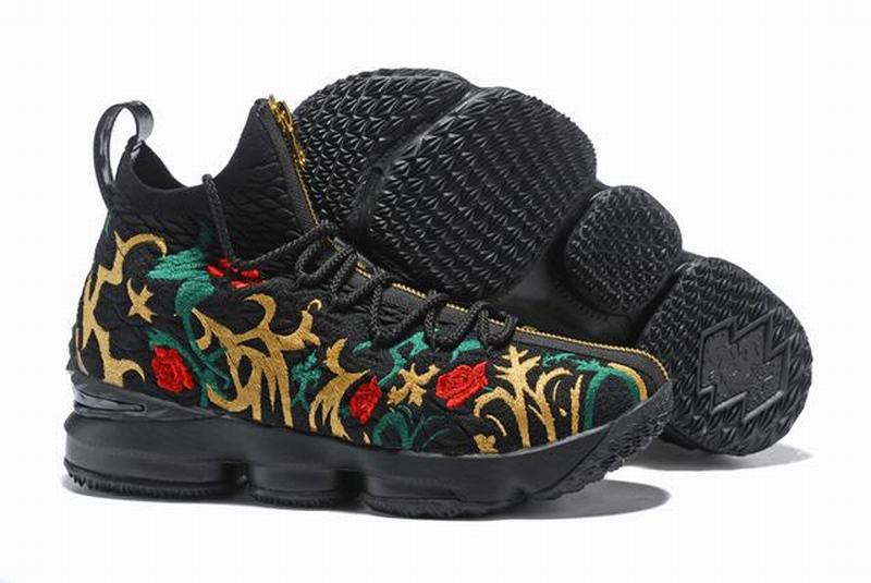 Nike Lebron James 15 Air Cushion Shoes Flowers and Plants Black